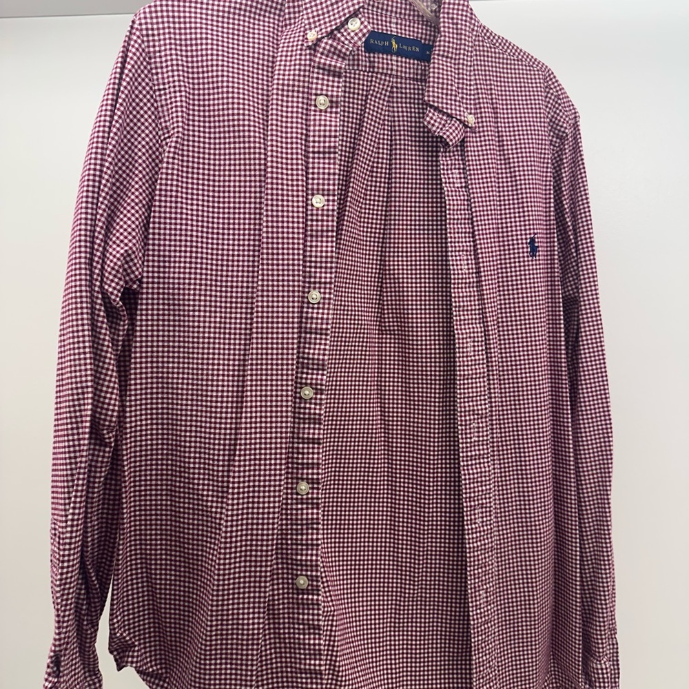 Ralph Lauren Men's Red and White Checkered Shirt